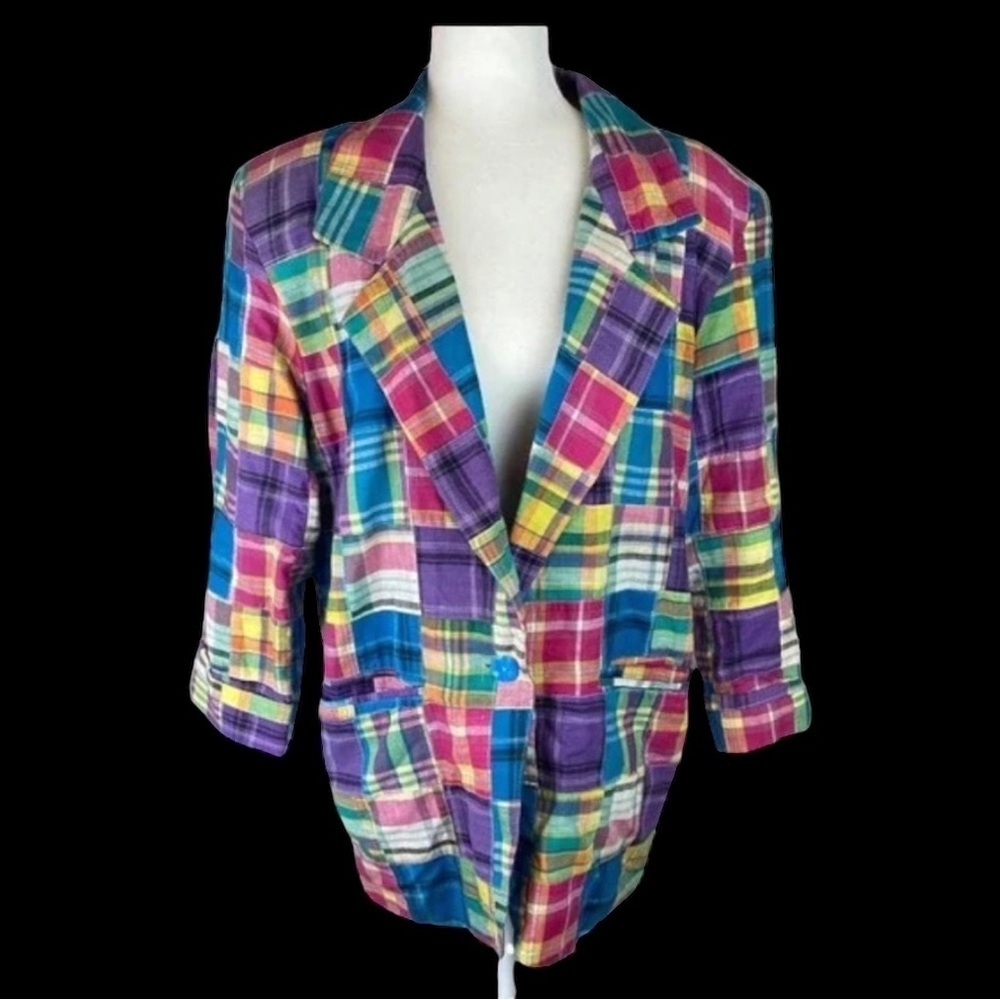 Vintage EastWest Patchwork Blazer Jacket. 1980s Rare Find
